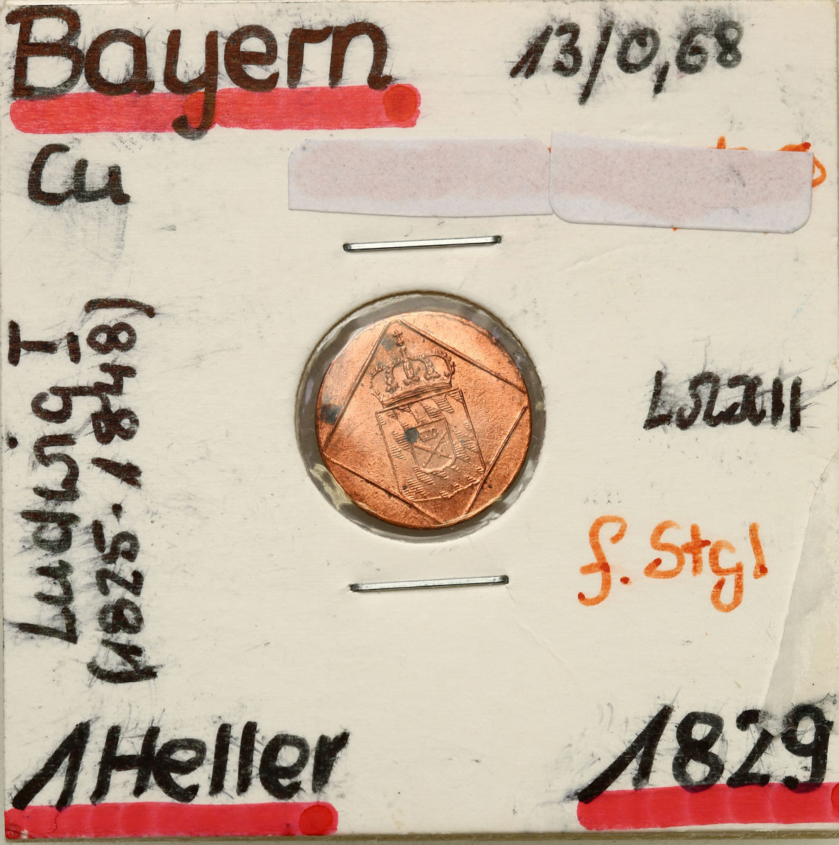 Niemcy, Bayern. Ludwig I (1825-1848). Heller 1829 - PIĘKNY